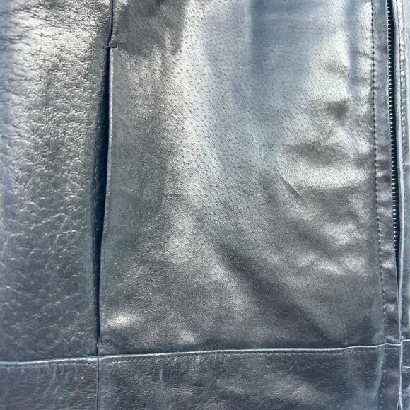 Vintage Leather Y2K Moto Biker Vest Grunge 90s Top Full Zip Medium Layering - Picture 7 of 12